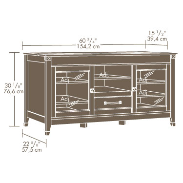 Sauder Registry Row 60 Tv Stand 412312 The Furniture Co