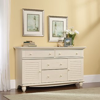Sauder 419462 County Line Dresser With Easy-Glide Drawers In Estate Black Finish 