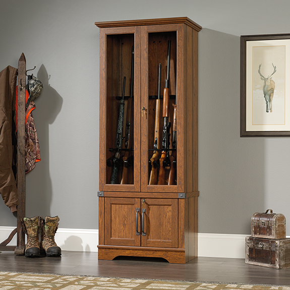 Sauder Carson Forge Gun Cabinet 419575 The Furniture Co