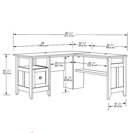 Sauder 412320 August Hill L Shaped Desk The Furniture Co