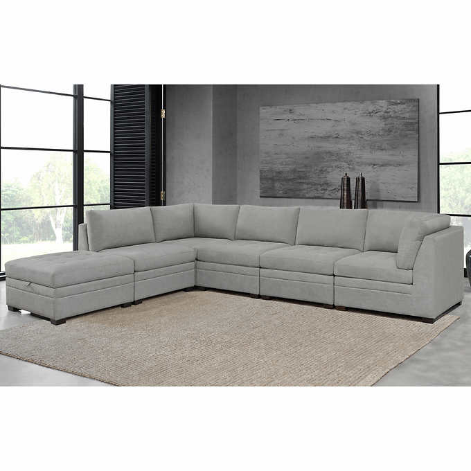Thomasville 6pc modular fabric sectional with ottoman hotsell